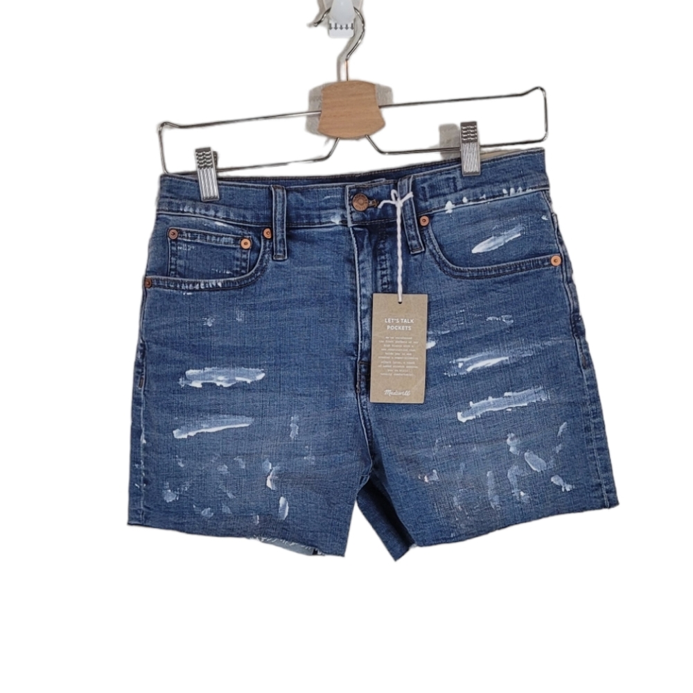 MADEWELL‎ High Rise Paint Spattered Cut Off Shorts Size 26